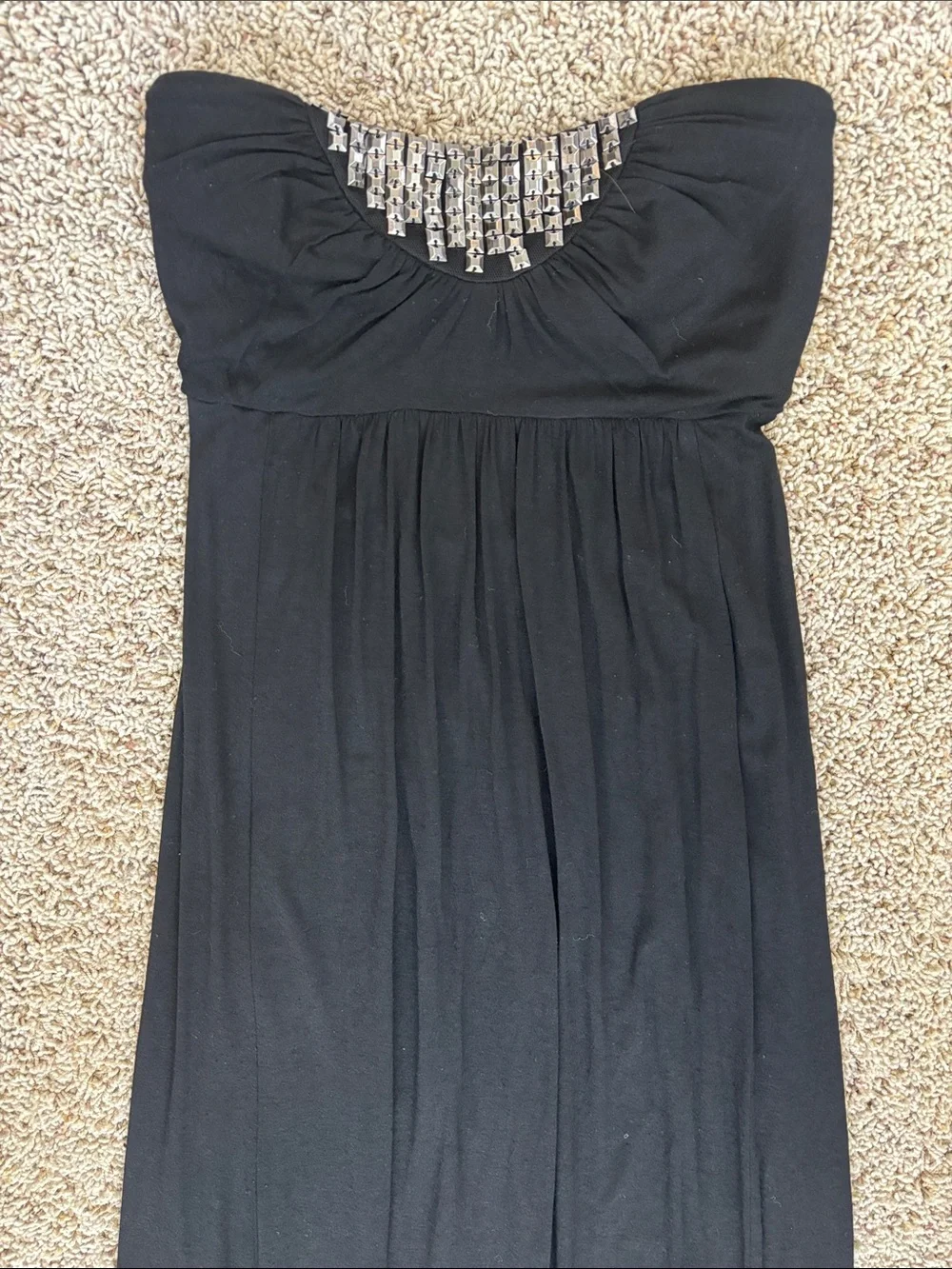 Bebe Black Strapless Beaded Sweetheart Cutout O Ring Maxi Dress - Picture 4 of 9